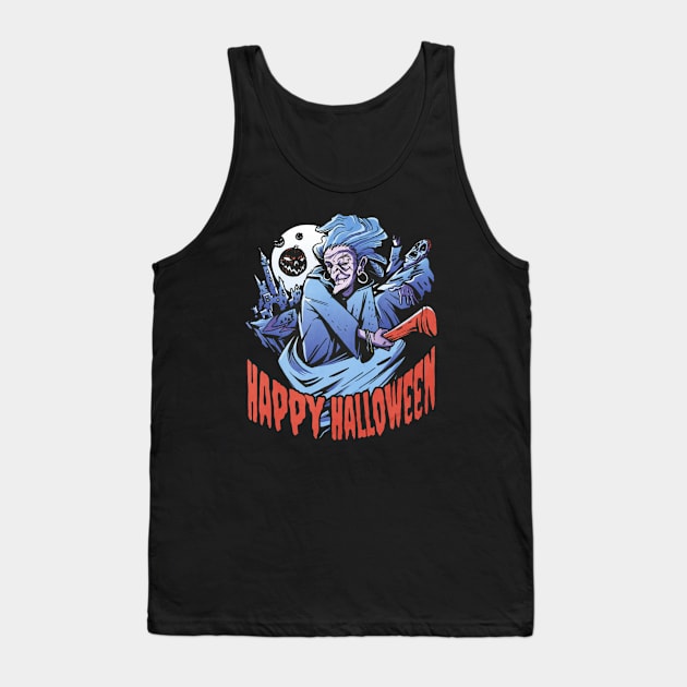 Scary Halloween Witch Tank Top by mehdime